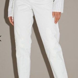 NWT Pretty Little Thing White Cross Applique Straight Leg Pants Size 6
